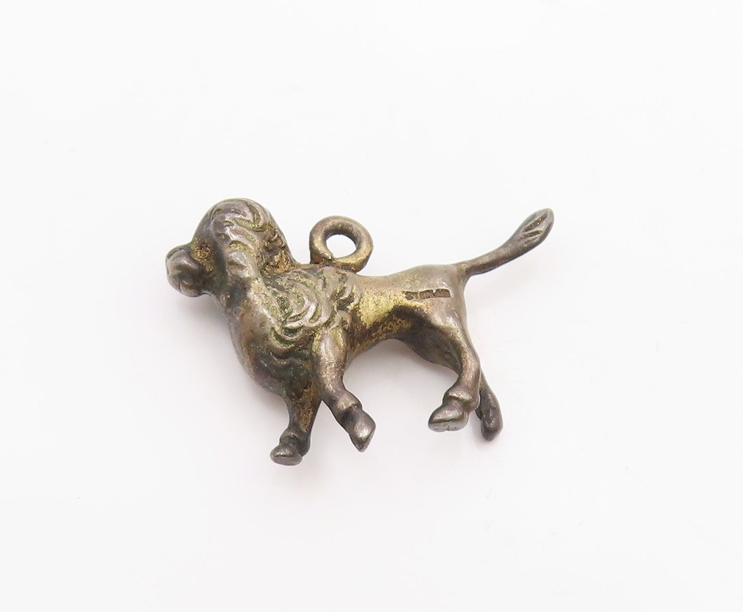 925 Sterling Silver  Vintage Dark Tone Poodle Dog Animal Pendant  PT18514