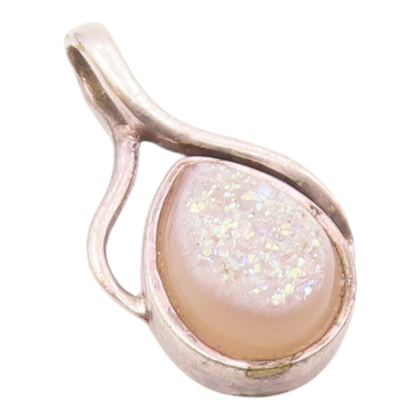 SAJEN 925 Sterling Silver Vintage Druzy Stone Tear Drop Shiny Pendant PT16629