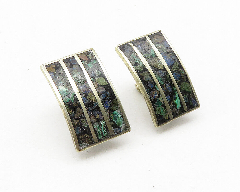 MEXICO 925 Sterling Silver   Vintage Turquoise Non Pierce Earrings  EG5734