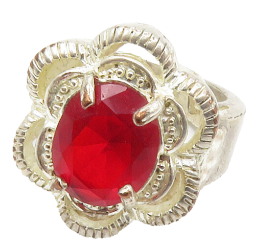 925 Sterling Silver  Vintage Pink Topaz Floral Cocktail Ring Sz 6  RG14193
