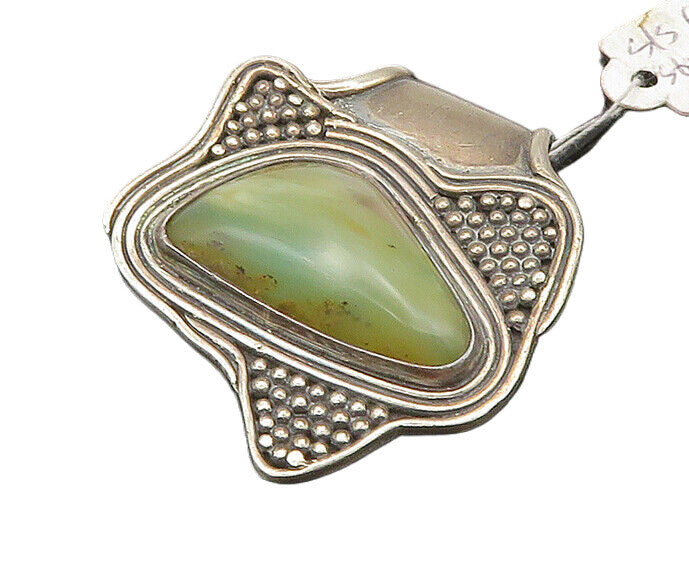DESIGNER 925 Silver  Vintage Cabochon Agate Modernist Slide Pendant  PT16497
