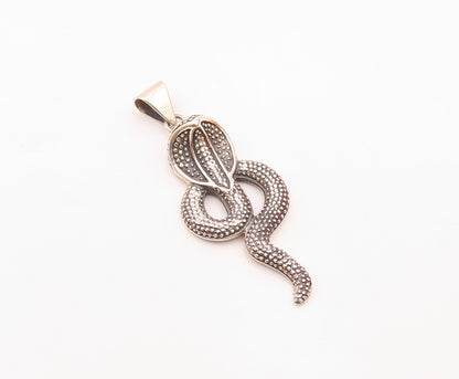 925 Sterling Silver  Vintage Shiny Cobra Snake Motif Pendant  PT19045