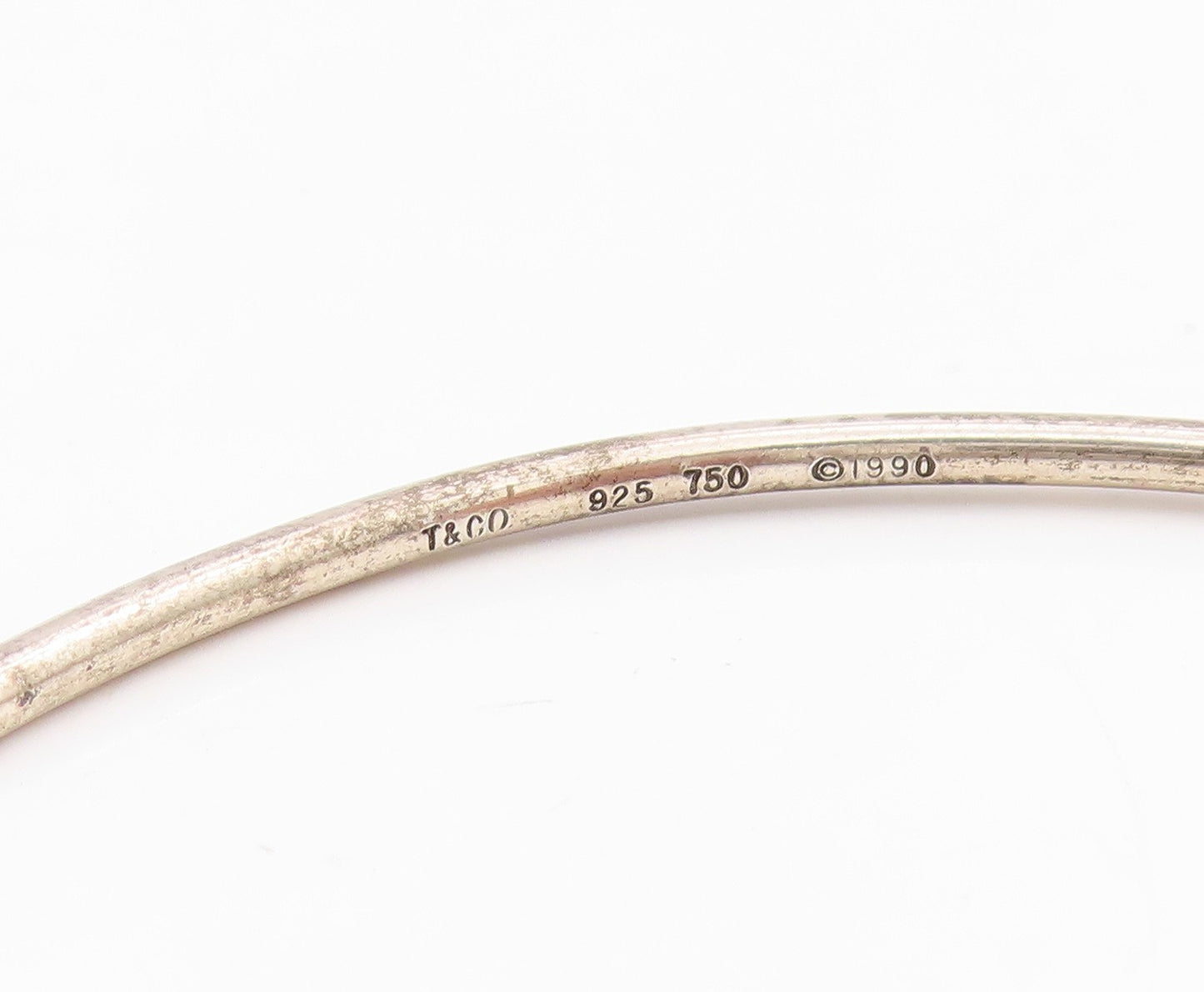 18k Gold & 925 Sterling Silver Vintage Bracelet TIFFANY Dual Love Heart  BT11513