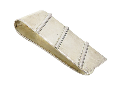 MEXICO 925 Sterling Silver  Vintage Shiny Slanted Detail Money Clip  TR1611