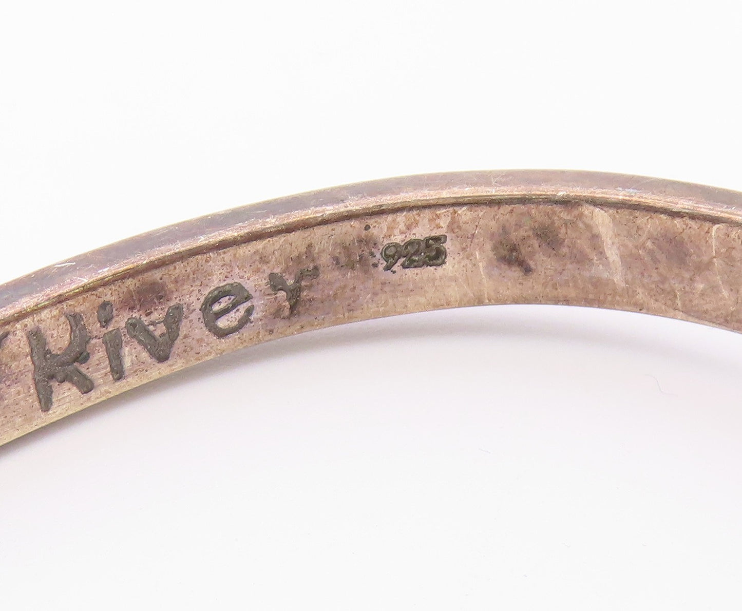925 Sterling Silver  Vintage The River 2 Tone Arrow Bangle Bracelet  BT8925