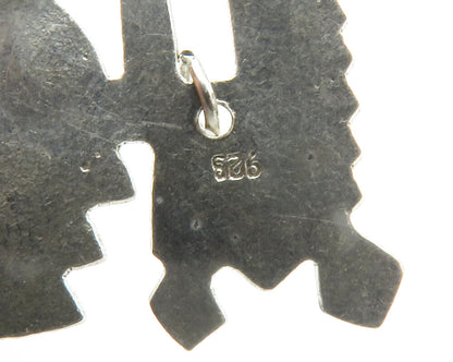 925 Sterling Silver  Vintage Shiny Etched Spotted Dinosaur Pendant  PT13510