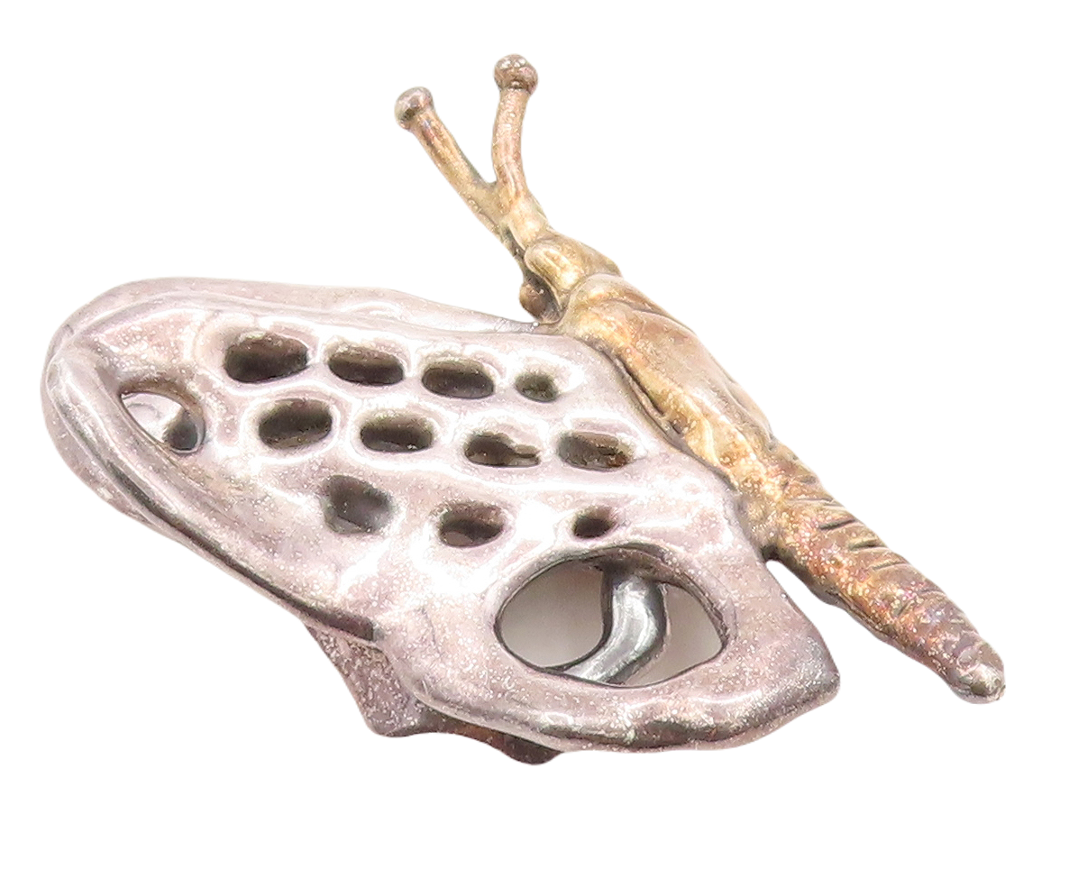 925 Sterling Silver Vintage Brooch Pin Designer Large Cutout Butterfly  BP11344