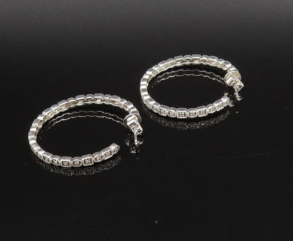 925 Silver  Vintage Genuine Diamonds Square & Round Pattern Earrings  EG12180