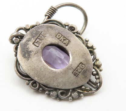 BALI 925 Silver  Vintage Amethyst Dark Tone Butterfly Drop Earrings  EG7650