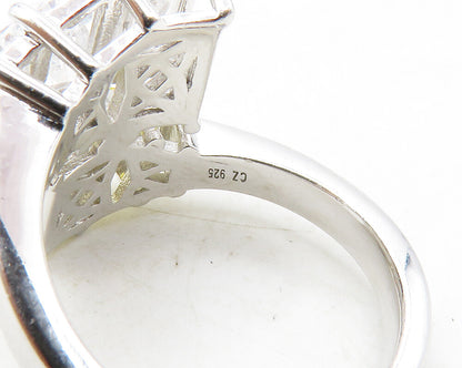 925 Sterling Silver  Yellow & White Cubic Zirconia Bypass Ring Sz 5  RG13341