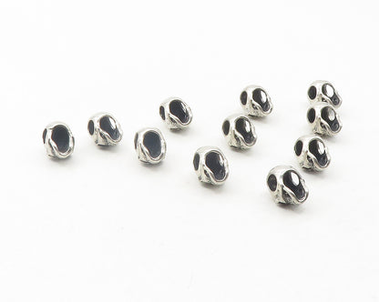925 Sterling Silver  Vintage Lot Of 11 Shiny Skull Head Slide Pendants  PT9511