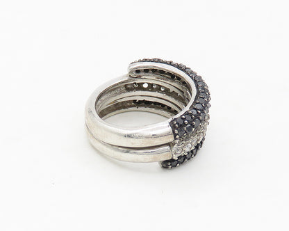 925 Silver  Vintage Cubic Zirconia & Black Hematite Band Ring Sz 5  RG17116
