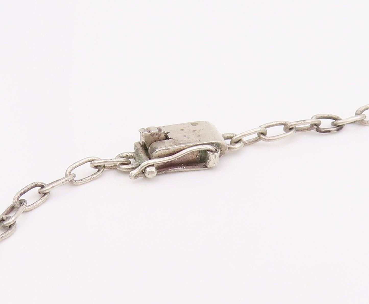925 Sterling Silver Vintage Necklace Carved Storyteller Panel Choker   NE4684