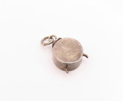 925 Sterling Silver Vintage Petite Dark Tone Alarm Clock Pendant  PT19362