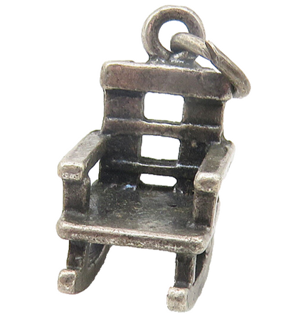 925 Sterling Silver  Vintage Oxidized Petite Rocking Chair Pendant  PT8894