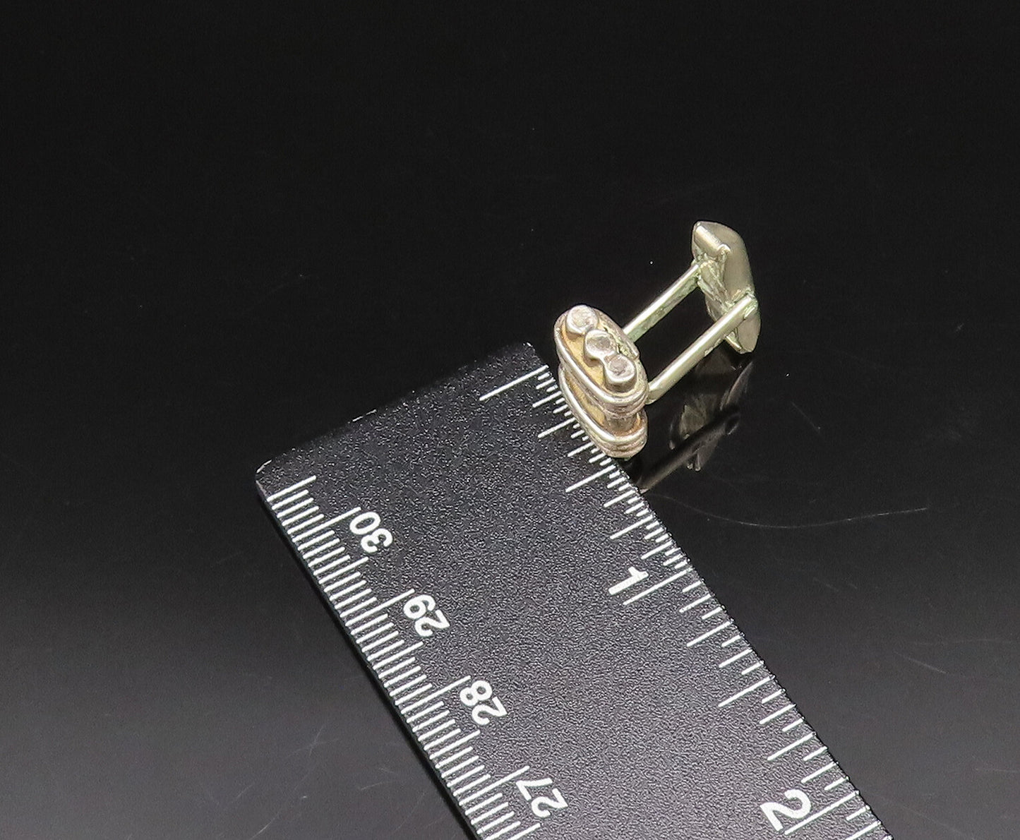 925 Sterling Silver  Vintage Minimalist Three Tied Bars Cuff Links  TR3419