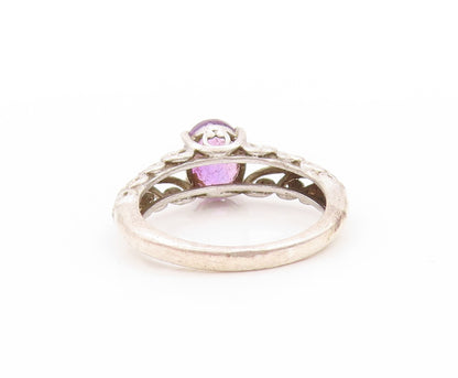 925 Sterling Silver Vintage Ring Amethyst Swirls Cutout Band  Sz 5  RG32977