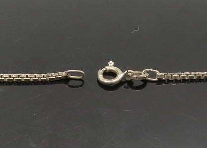 925 Sterling Silver  Vintage Enamel Detail Box Link Chain Necklace  NE3724