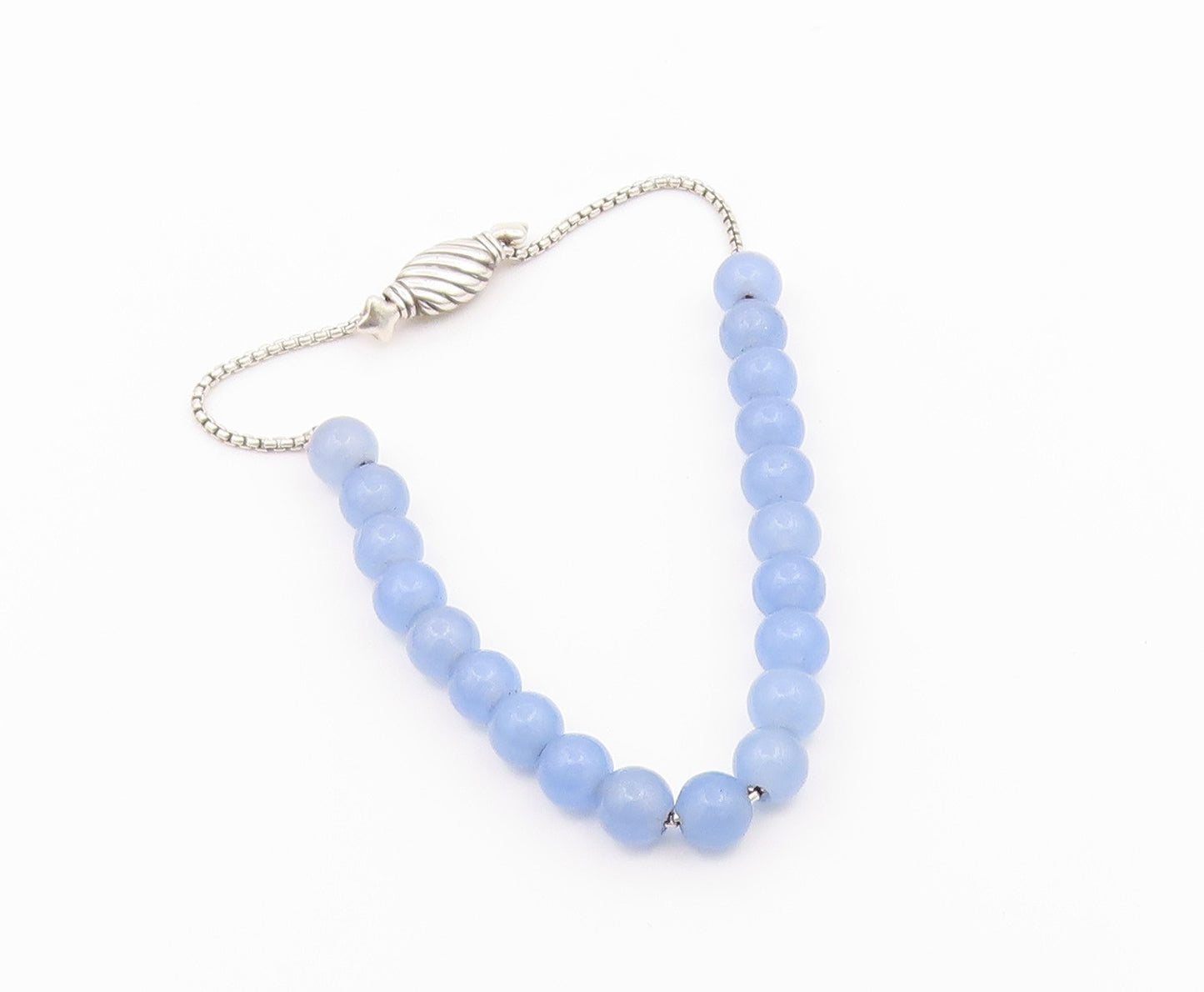 925 Sterling Silver Vintage Bracelet DAVID YURMAN Blue Chalcedony Beads  BT12190