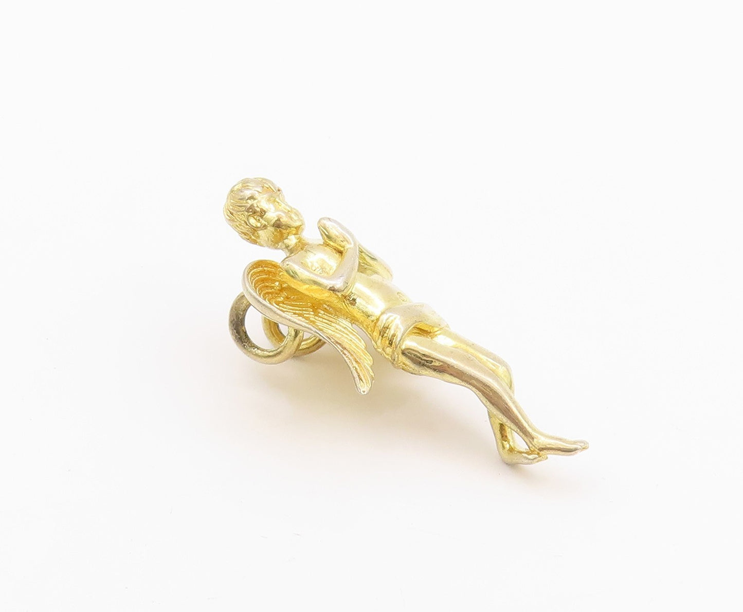 925 Sterling Silver Vintage Pendant Gold Plated Praying Cherub Angel  PT24035