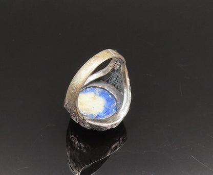 925 Silver  Vintage Antique Cabochon Sodalite Filigree Ring Sz 5  RG25481