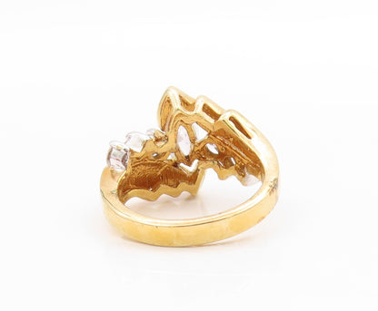 925 Sterling Silver Vintage Ring EDCO Gold Plated Designer CZ  Sz 8.5  RG33413