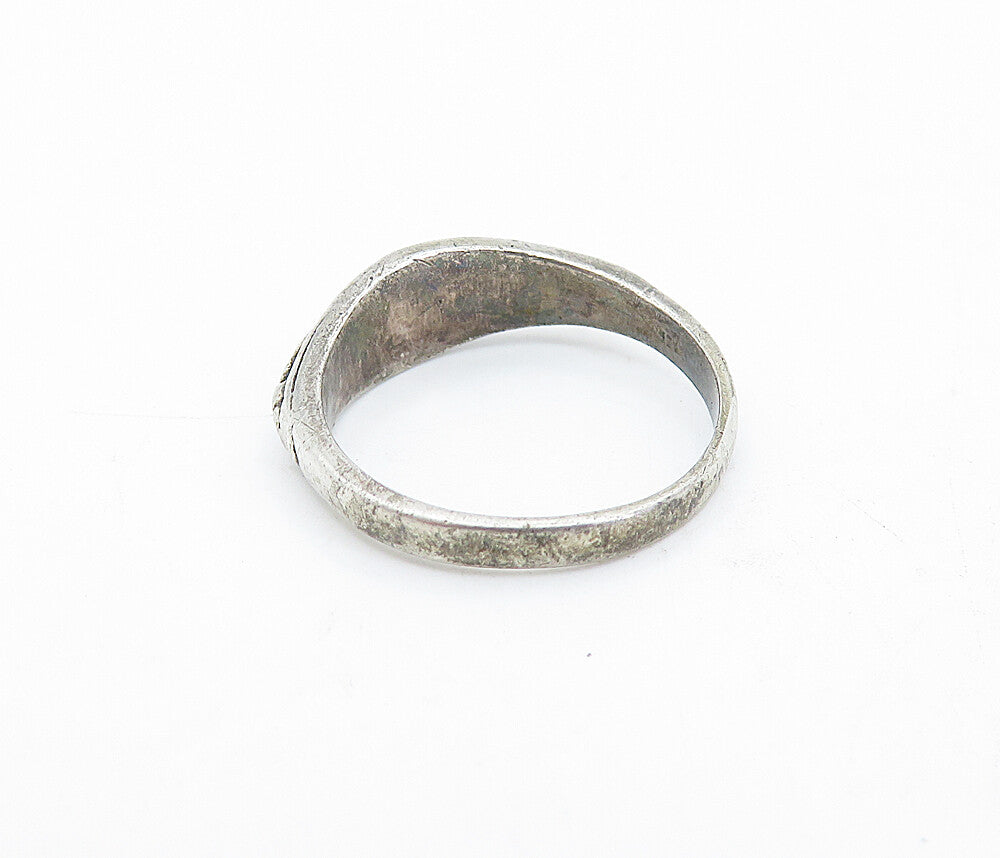 925 Sterling Silver  Vintage Thin Circle Pattern Band Ring Sz 6.5  RG3724