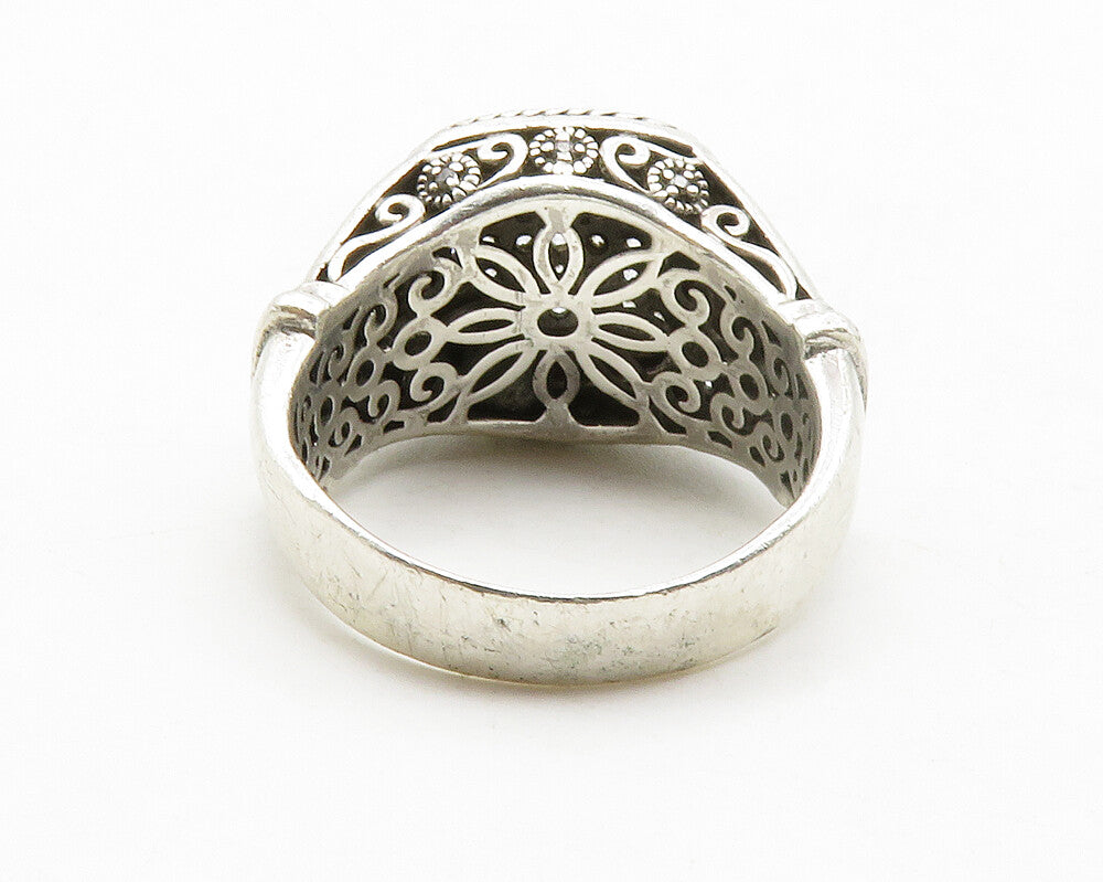 925 Sterling Silver  Vintage Cubic Zirconia Swirl Band Ring Sz 9.5  RG13827