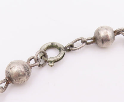 925 Sterling Silver Vintage Necklace Antique Etched Geometric Choker  NE4772