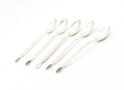 GERMANY 925 Silver  Vintage 5 Pcs Enamel Detail Espresso Spoon Set  TR2515