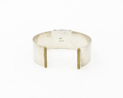 DESIGNER 925 Silver Vintage Shiny Three Tone Detail Cuff Bracelet BT6976