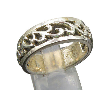 925 Sterling Silver  Vintage Swirl Vine Cut Out Band Ring Sz 10.5  RG24375