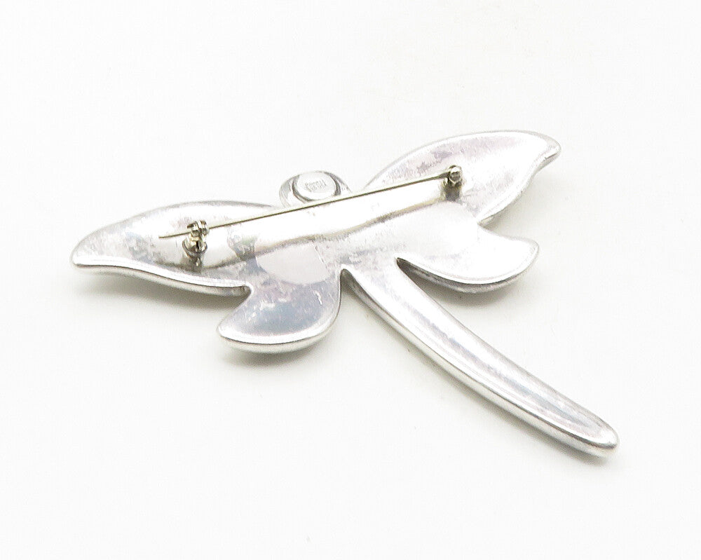 JONDELL 925 Sterling Silver  Vintage Shiny Dragonfly Motif Brooch Pin  BP3631