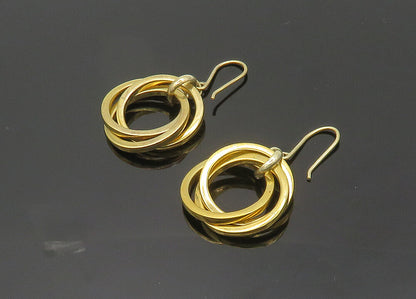 925 Silver  Vintage Shiny Gold Plated Open Circle Dangle Earrings  EG10069