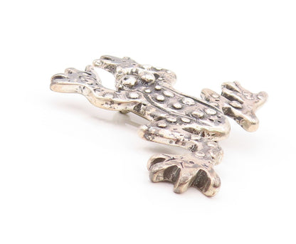 925 Sterling Silver Vintage Brooch Dark Tone Antique Carved Frog  BP11527