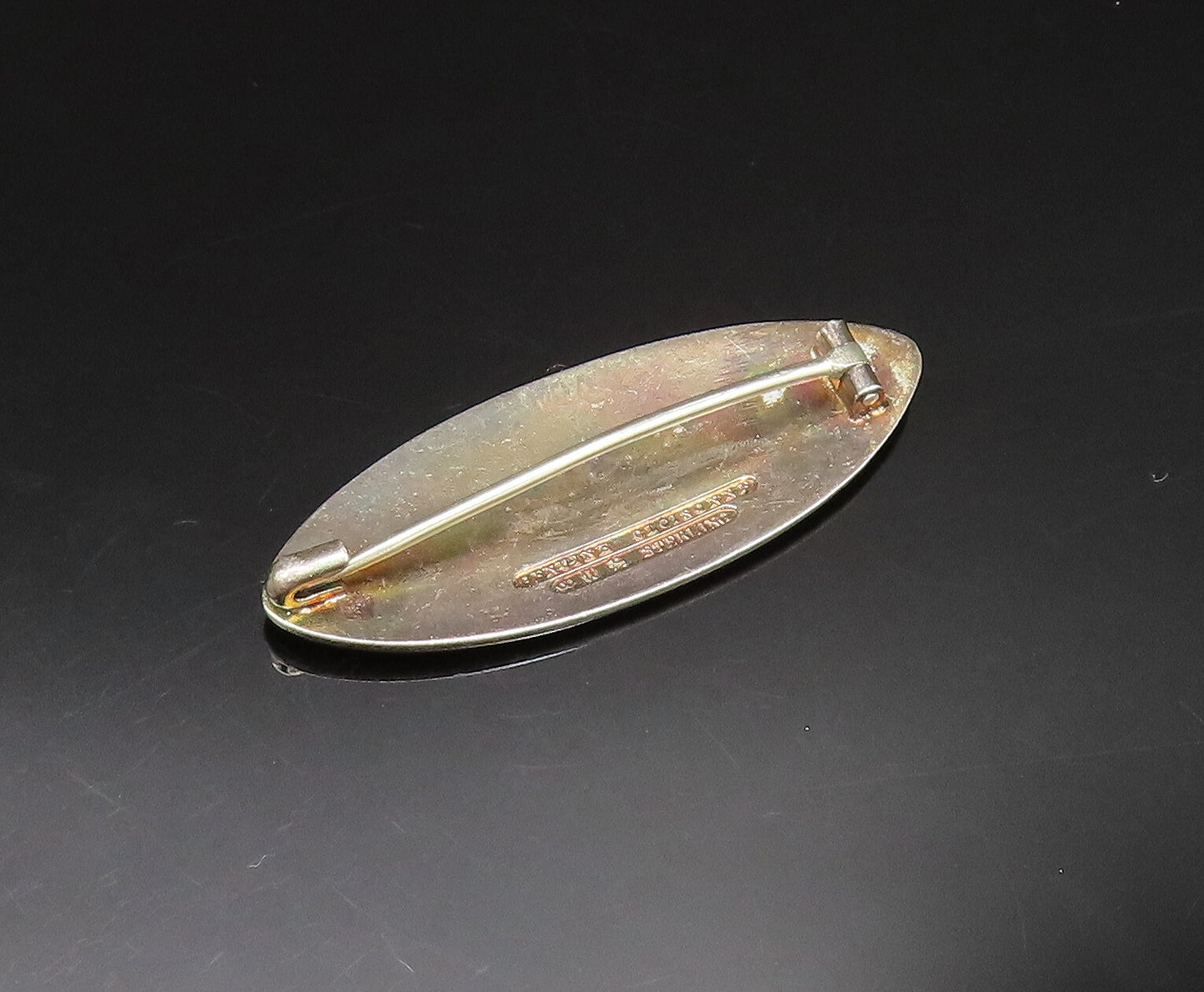 925 Sterling Silver Vintage Enamel Cloisonne Zig Zag Pattern Brooch Pin BP9629