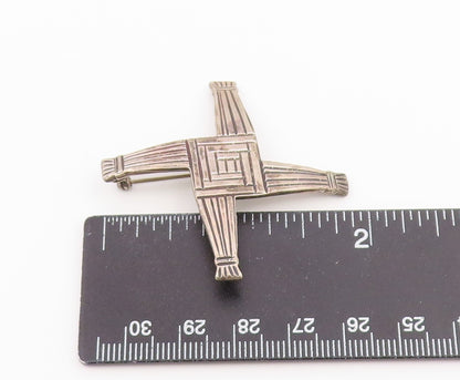 925 Sterling Silver Vintage Brooch Pin Classic Etched St. Brigid's Cross BP12620