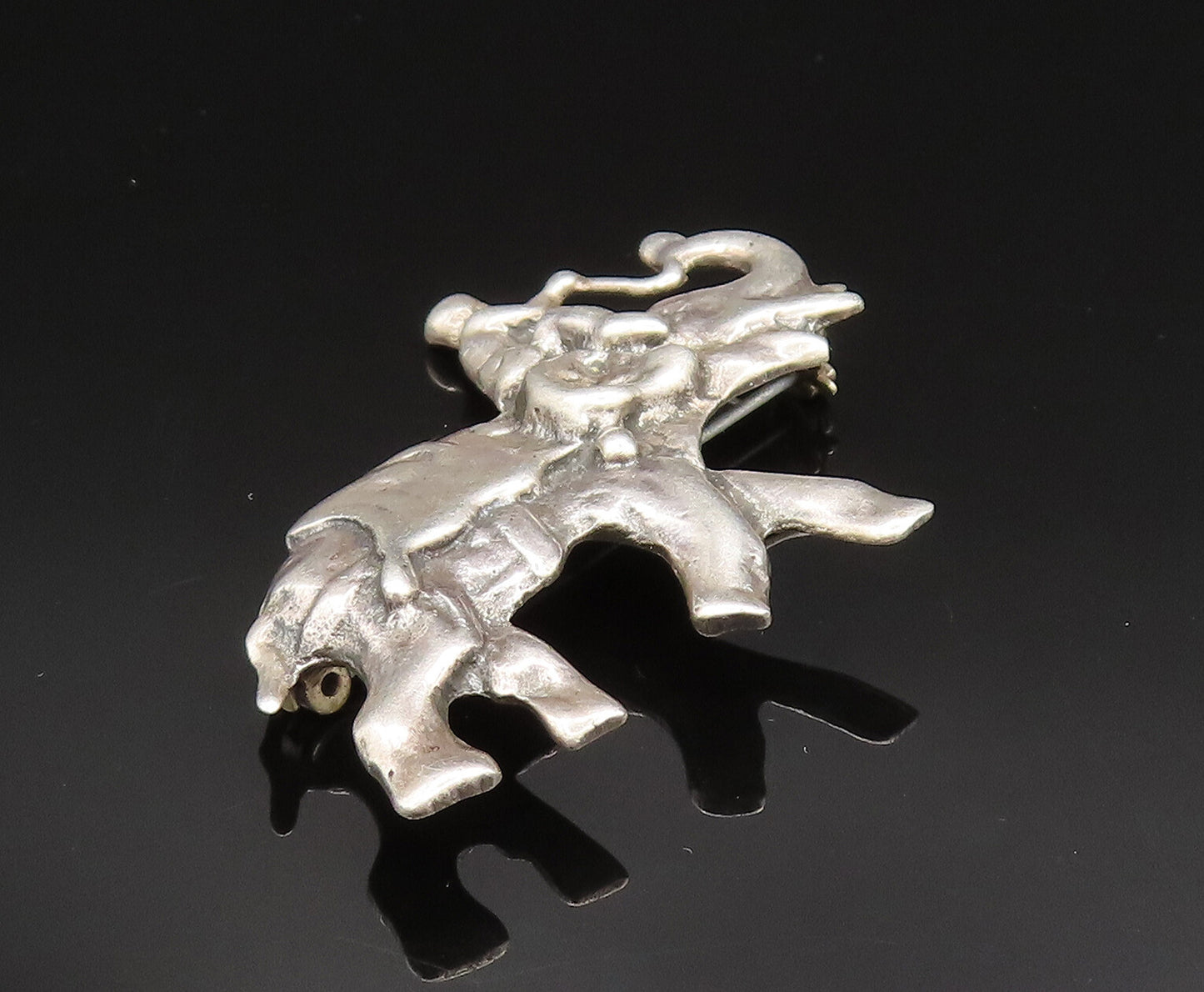 925 Sterling Silver  Vintage Man Riding Elephant Brooch Pin  BP9631
