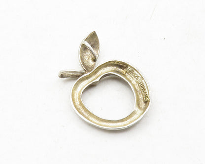 925 Sterling Silver Vintage Open Apple Motif Smooth Drop Pendant PT9823