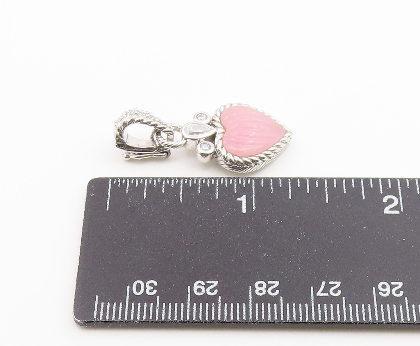 925 Sterling Silver Vintage Pendant JUDITH RIPKA Rose Quartz Love Heart  PT26550