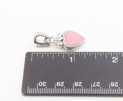 925 Sterling Silver Vintage Pendant JUDITH RIPKA Rose Quartz Love Heart  PT26550