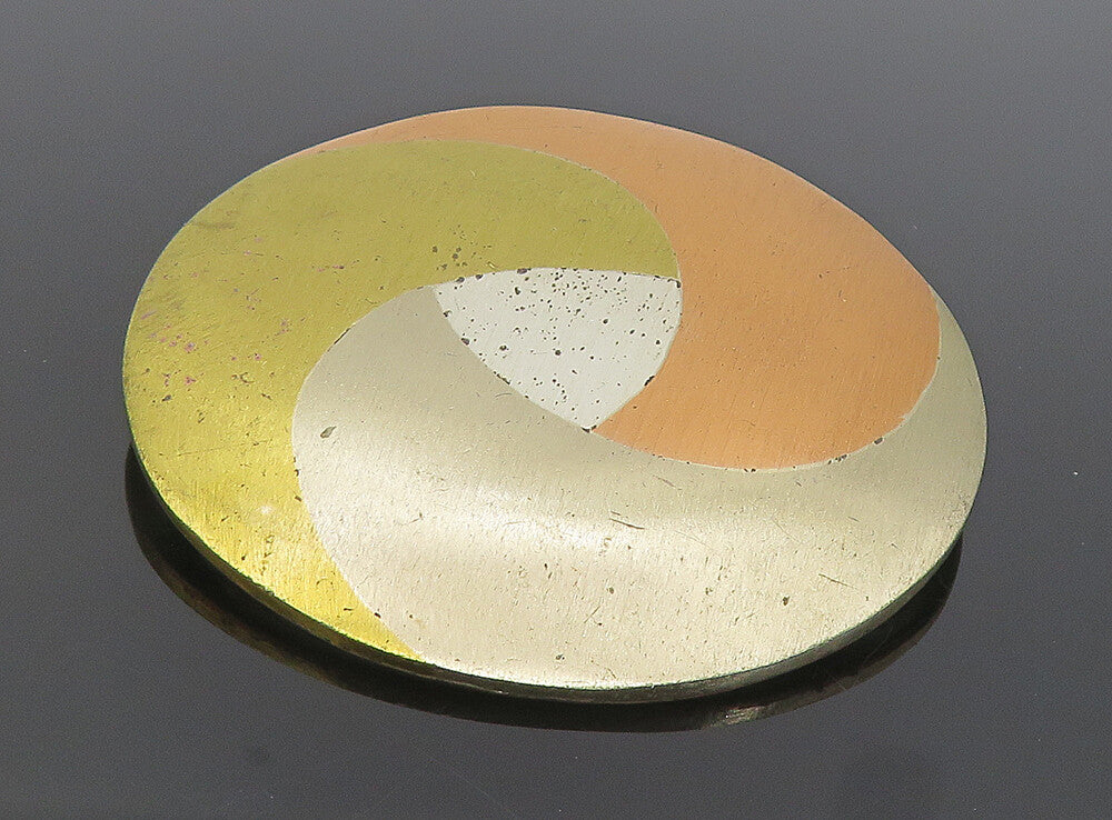 TAXCO MEXICO 925 Sterling Silver  Vintage Three Tone Round Brooch Pin  BP3172
