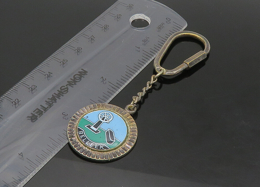 925 Sterling Silver  Vintage Enamel Belleek Windmill Key Chain  TR3017