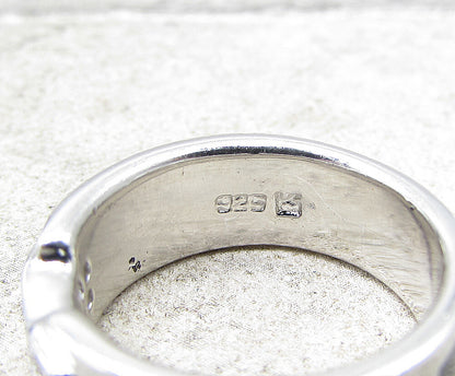 925 Silver  White Cubic Zirconia Enamel Roman Numerals Band Ring Sz 6  RG1966
