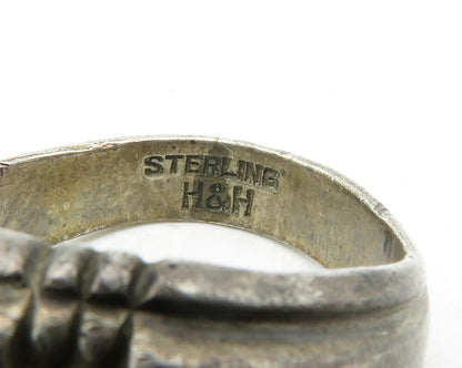 HAND & HAMMER 925 Silver  Vintage Dark Tone Smooth Dome Band Ring Sz 8 RG12196