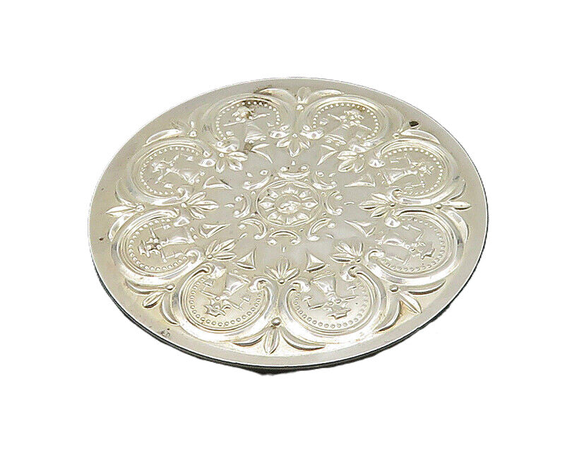 TOWLE 925 Sterling Silver  Vintage Shiny Floral Pattern Round Pendant  PT14812