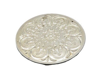 TOWLE 925 Sterling Silver  Vintage Shiny Floral Pattern Round Pendant  PT14812