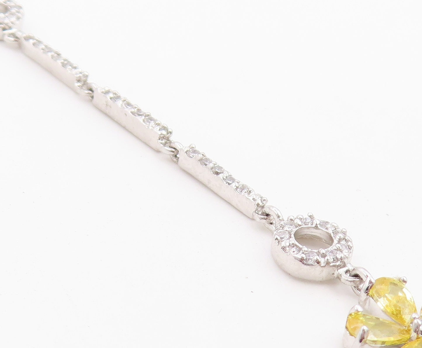 925 Sterling Silver Vintage Necklace Multi Gemstone Elegant Floral Lariat NE4915