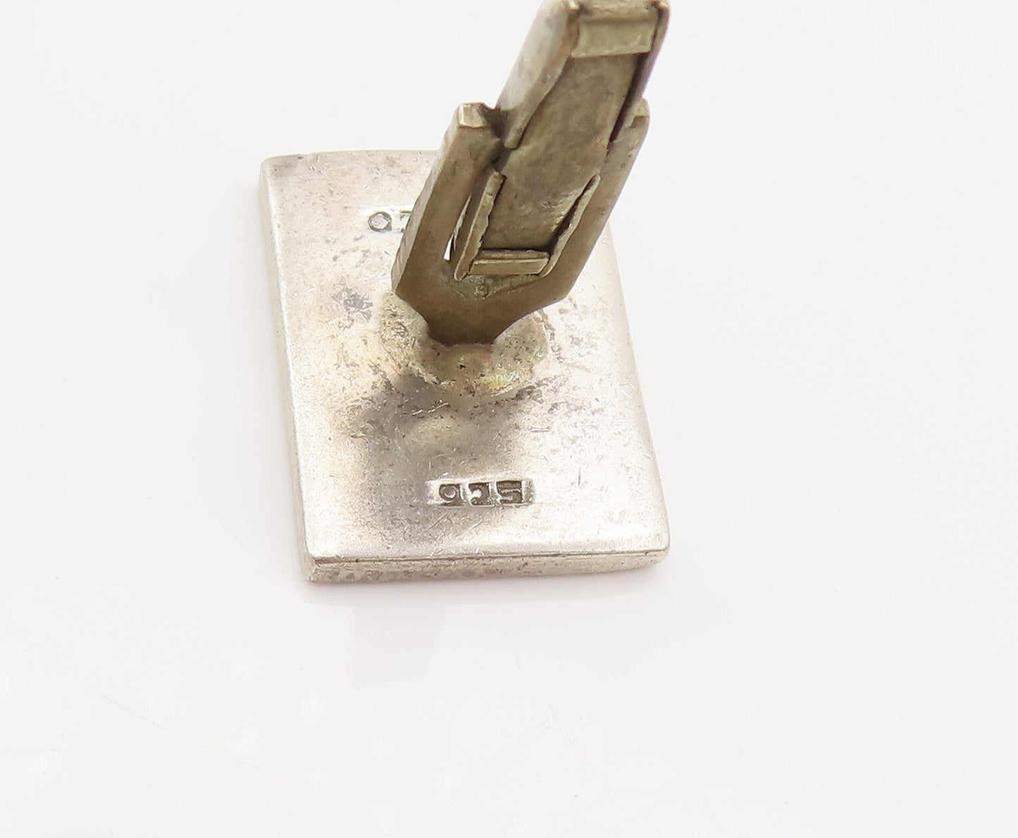MEXICO 925 Silver Vintage Solid Etched Croner Screwed Plate Cuff Links TR3541