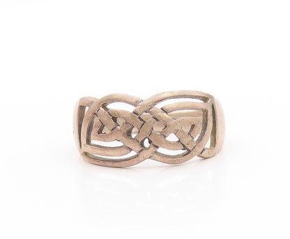 925 Sterling Silver Vintage Ring Cutout Celtic Knots Band  Sz 12.5  RG33011